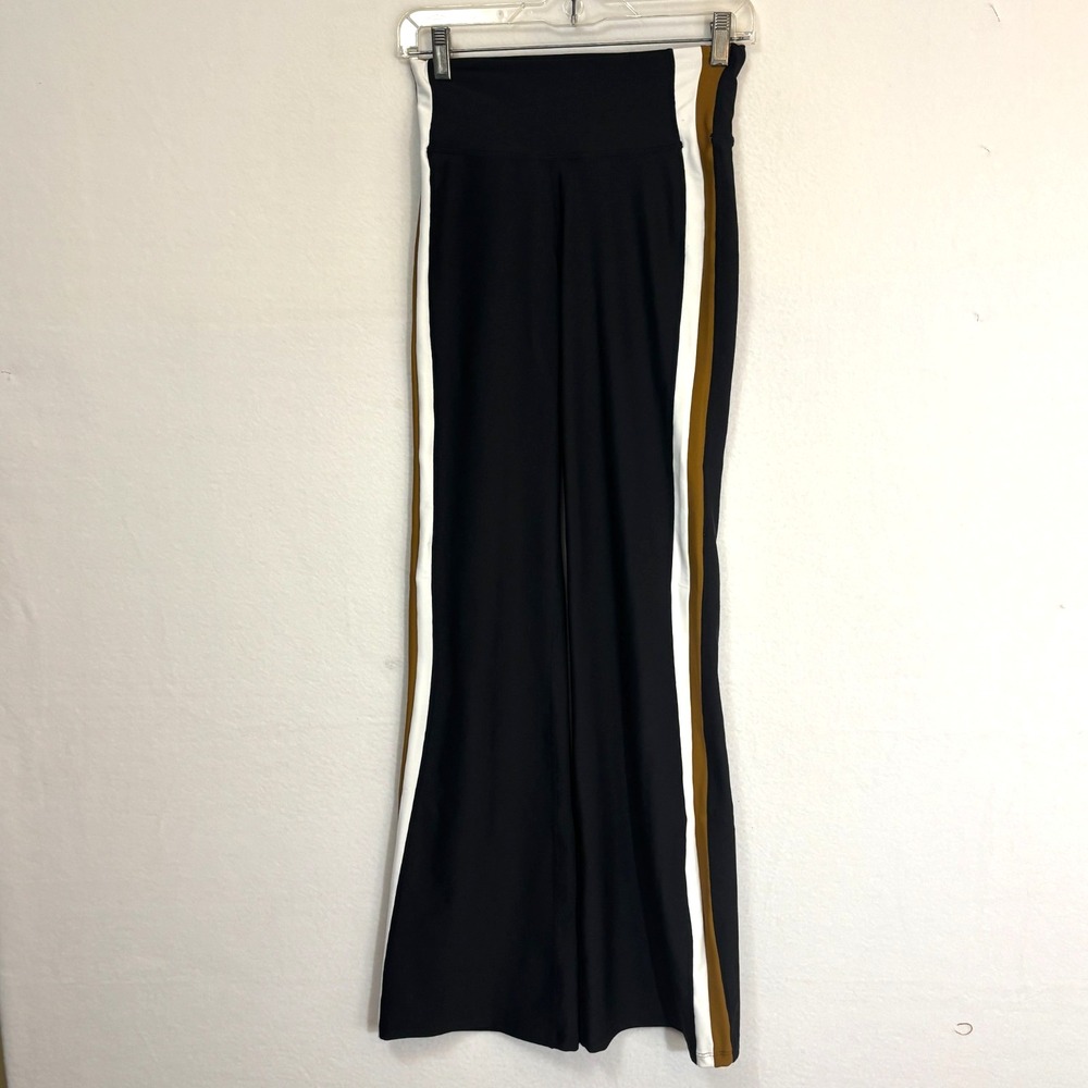 Sage Black‎ Flare Athletic Yoga Pants Side Stripe White tan Women's XS